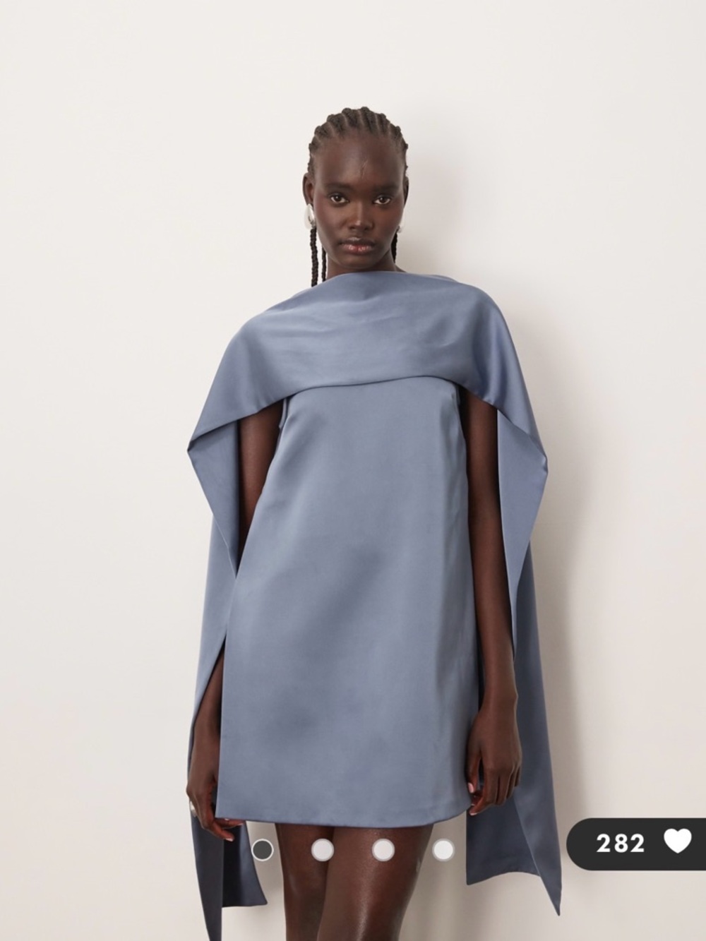 ARRANGE clean scarf neck structured mini shift dress in dusky blue